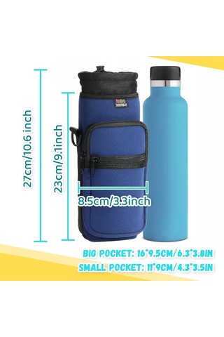 Nuovoware Su Şişesi Taşıyıcı Çanta, 25 Oz/32 Oz Şişe Kese Tutucusu, Ayarlanabilir Omuz El Kayışı 2 Cep Askı Neopren Sleeve Spor Su Şişesi Aksesuarlar Yürüyüş İçin Kamp Büyük Koyu Mavi Yürüyüş İçin Koyu Mavi