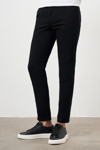 Morven Erkek Siyah Yazlık Pileli Slim Fit Chino Pantolon Siyah