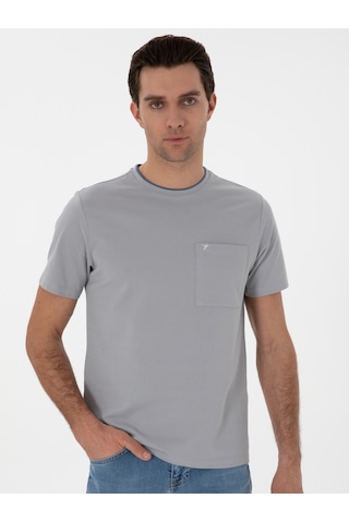 Taş Regular Fit Cepli T-shirt Gri