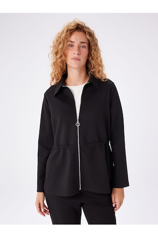 Faik Sönmez Relax Beli Tünelli Fermuarlı Örme Overshirt Tunik W27tnk019 Uw27tnk01910 Siyah