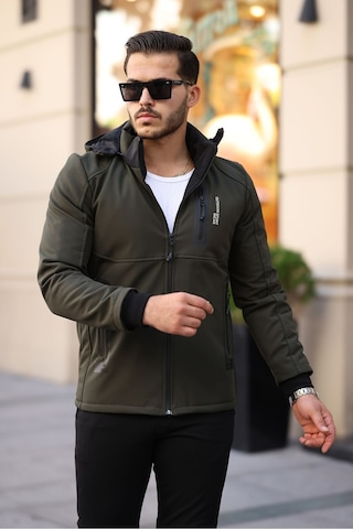 Mero Life Outdoor Kapüşonlu Su Ve Rüzgar Geçirmez Kapitone Içi Kürklü Elyaf Dolgulu Şişme Haki Softshell Mont Haki