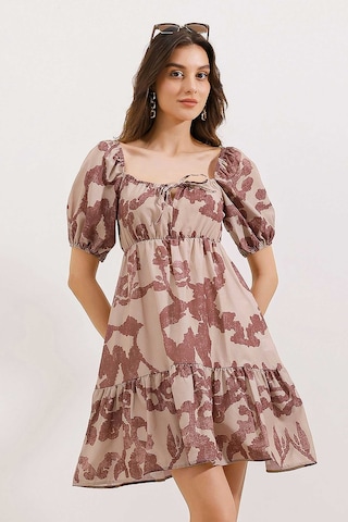 Bigdart 2351 Kloş Poplin Elbise - D.gül Kurusu 001