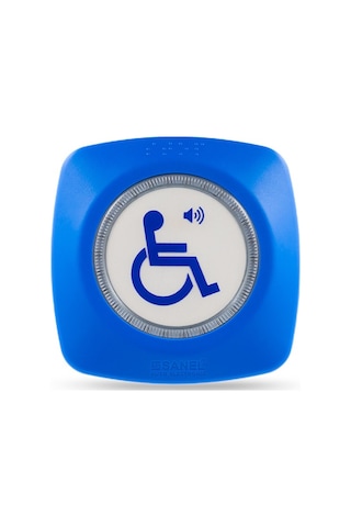 SANEL 9V-32V DOKUNMATIK BUTON (BUZZERLİ) (ENGELLİ) (MAVİ) (90*90)