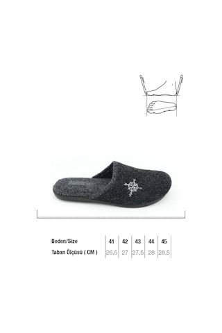 Gezer 15339 Kışlık Erkek Keçe Çıkarılabilir Taban Misafir Ev Bahçe Terlik Siyah