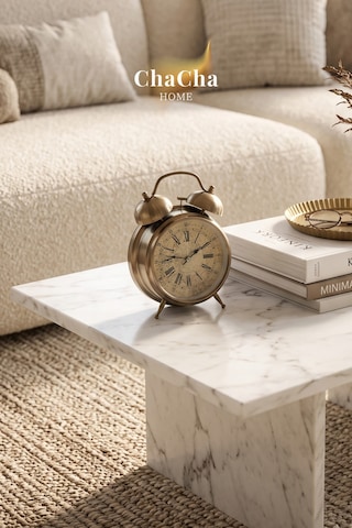 Chacha Home Eterna Bell Vintage Metal Çalar Saat & Premium Masaüstü Dekoratif Obje 22x16 Cm Eskitme