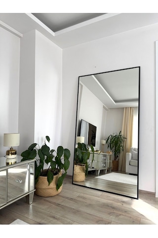 Effe Siyah Metal Çerçeveli Duvara Monte 180x100 Cm Boy Aynası
