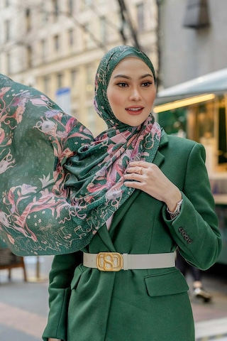 Buttonscarves Nada 2 Saten Şal - Bagpipe Yeşil