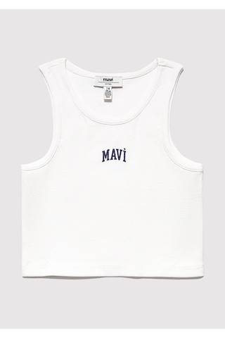 Mavi - Mavi Logo Baskılı Ekru Atlet 7610336-70057 Ekru