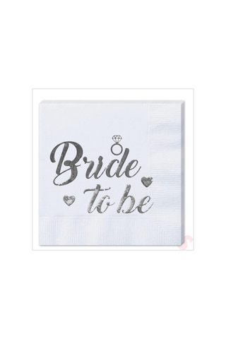 Bride To Be Peçete, 16 Adet - Gümüş