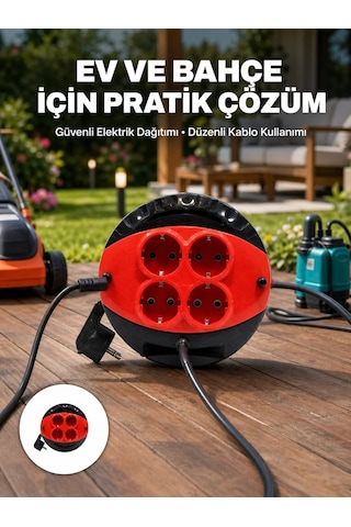 Northcity 3 Metre Kablolu 4 Priz Makarası - Ev Ve Ofis İçin Güvenli Çözüm 3 M