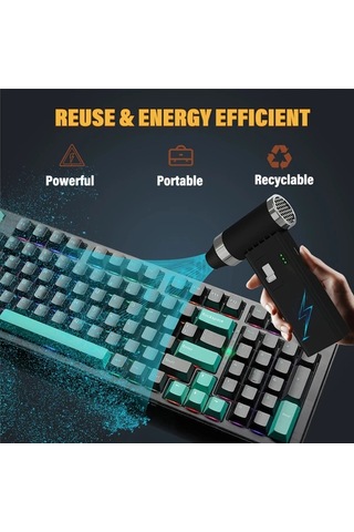 Honeybeeshop Siyah Elektrikli Hava Ufleyici 110000rpm Super Guc Kablosuz 0 100 Hiz Ayarli Jet Fan Hizli Sarj Bilgisayar Klavye Ev Arac Toz Ufleyici