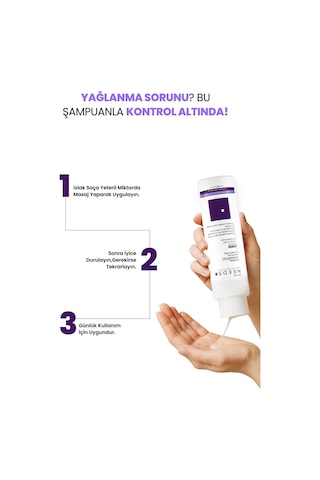 Derma Needs Yağlı Saçlar İçin Şampuan Şampuan 400 ML Sebum Dengeleyici Biotinli, Sülfatsız, B5 Vitaminli