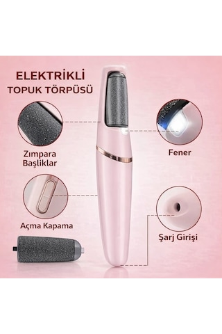 Şarjlı Elektrikli Topuk Törpüsü 360 Dönen Başlık Led Işıklı Profesyonel Nasır Ve Çatlak Giderici