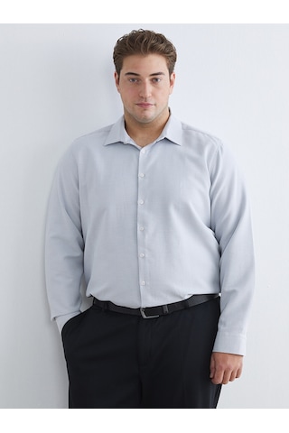 Lcw Busıness Gri Slim Fit Uzun Kollu Armürlü Erkek Gömlek