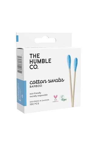 - Humble Brush Cotton Swabs - Blue, Bambu Kulak Çubuğu Mavi, Çevre Dostu Pamuklu Kulak Çubukları, Plastik İçermeyen Ambalaj, Doğal Renkli Pamuktan Kulak Çubukları