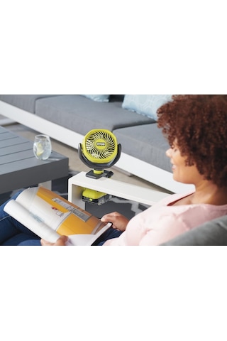Ryobı Rcf18-0 18 V Akülü Klipsli Vantilatör Kompakt Ve Taşınabilir Akülü Vantilatör, Kauçuk Sabitleme Kelepçe