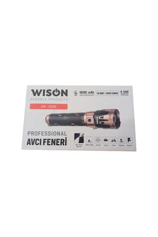 Wıson Ws-6540 Profesyonel Yakıcı Özellikli El Feneri 50w 5000 Lümen 19200 Mah Zoomlu & Type-c Şarjlı Siyah - Kahverengi