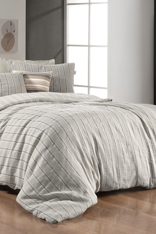 Sarev Madrid Bej Çift Kişilik Pamuk Keten Mood Comfort Nevresim Takımı Bej