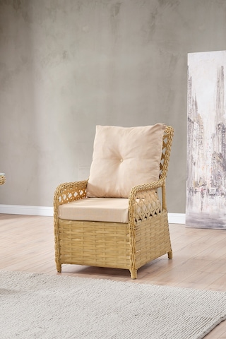 Duru 2 Kişilik Rattan Bahçe Balkon Mutfak Masa Takımı Cappuccino