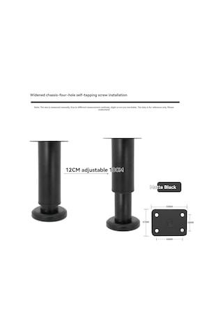 Tenfowee Ayarlanabilir Yükseklikli Güçlü Mobilya Ayakları - 12-18cm Geniş Taban, Siyah 4'lü Set