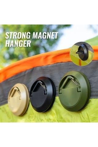 Monyee Kampanya Dış Mekan Manyetik Kanca - Çadır Feneri Sabitleyici, Araç Asma Kancası, Delme Gerektirmeyen, Siyah Siyah