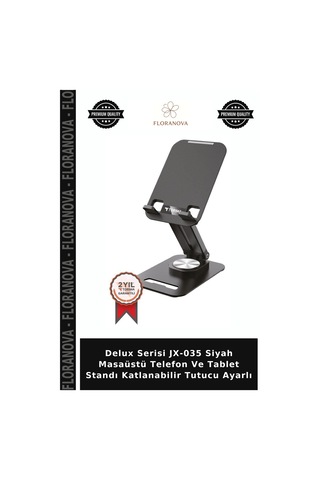 Delux Serisi Jx-035 Siyah Masaüstü Telefon Ve Tablet Standı Katlanabilir Tutucu Ayarlı