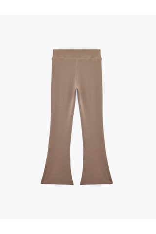 Koton Modal Kumaş Slim Fit Yüksek Bel İspanyol Paça Tayt Pantolon Yırtmaç Detaylı Kahverengi 7wak80020ek Kahve