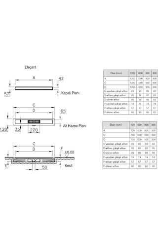 VitrA V-Flow Elegant Duş Kanalı 60 cm Parlak Krom 59980238000