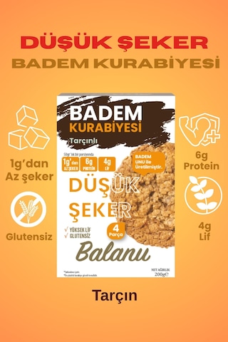 Balanu Düşük Şekerli Tarçınlı Badem Kurabiyesi 200gr X3 Adet