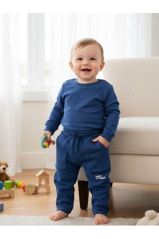 Zekids Erkek Çocuk Cepli Jogger Eşofman Alt-16386 Mavi