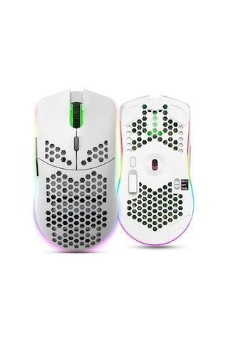 Valkyrie Kablosuz Petek Tasarım Şarjlı Gaming Mouse Rgb Aydınlatmalı 3200 Dpı Ultra Hafif Beyaz -
