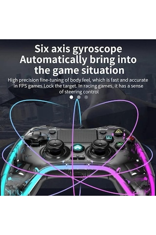 Leons Rgb Gamepad Oyun Kolu Şeffaf 1000 Mah Kablosuz Ps3-ps4-tv-pc-ios Uyumlu Wirelles