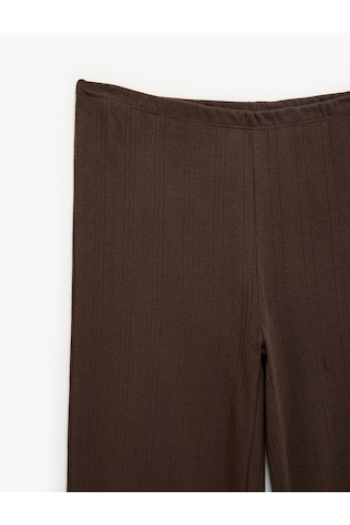 Koton Beli Lastikli Dokulu Uzun Pijama Altı Kahverengi 7wlk40111mk Kahve