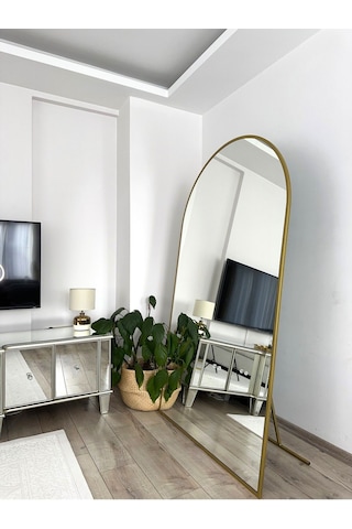 Effe Gold Metal Çerçeveli 180x100 Cm Oval Ayaklı Boy Aynası