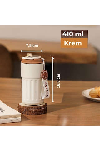 Akıllı Led Sıcaklık Göstergeli Çelik Termos/mug-400 Ml Krem