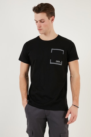 Buratti Bisiklet Yaka Pamuklu Slim Fit Erkek T Shirt 541Rework Siyah