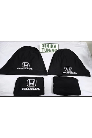 Honda Siyah Otomobil Servis Kılıfı 1.kalite Penye Kumaş Ön Arka Takım 4 Parça Arka Logolu Yikanabi 1 Takım