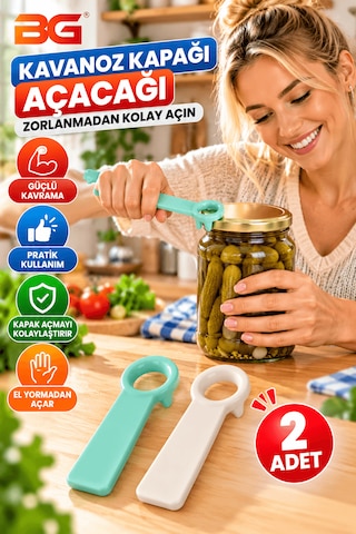Pratik Kavanoz Açacağı 2 Adet Renkli Konserve Kapağı Açacağı Şişe Açacak Aparatı Mutfak Aletleri Çok Renkli