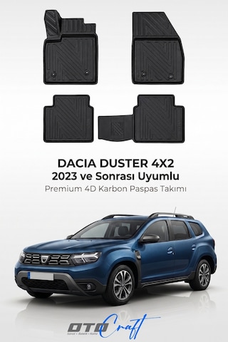 Otocraft Dacia Duster 4x2 2023+ Araca Özel 4d Karbon Oto Paspas Havuzlu Tam Set