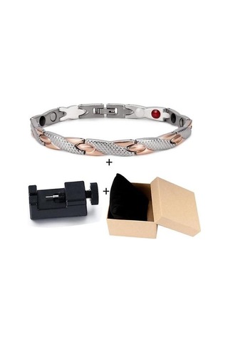 Sağlık Enerji Bilezik Erkek, Çapraz Paslanmaz Çelik, Manyetik Erkekler Altın Renk Rg Alet Kutusu Altın - Bej