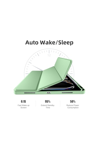 Apple Uyumlu iPad Pro 11 İnç M4 2024 Kılıf Pen Slot Charging Case Kalem Bölmeli A2836 A2837 A3006 Kapaklı Kılıf