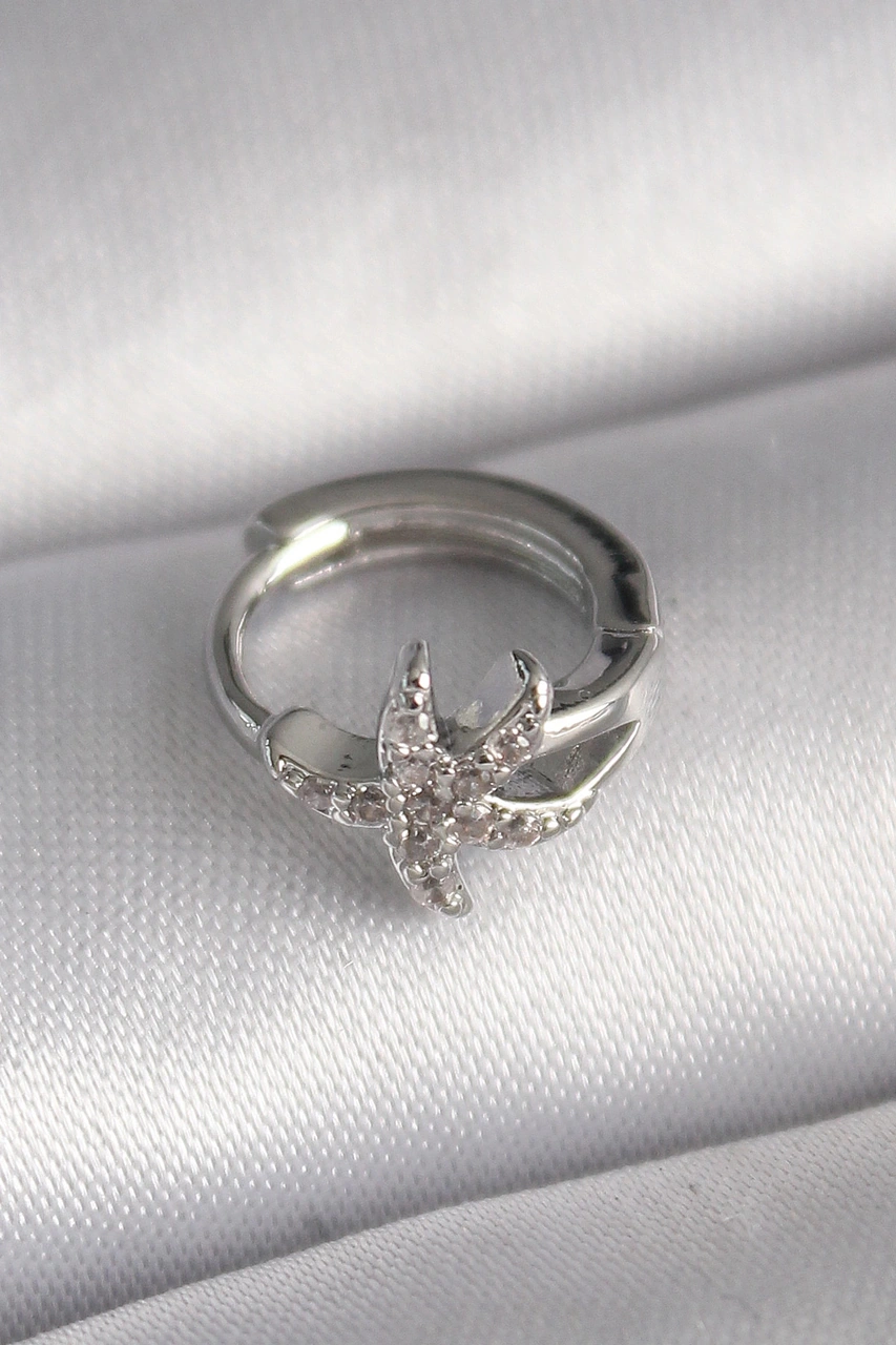 Dodes 316l Çelik Gümüş Renk Zirkon Taşlı Deniz Yıldızı Model Tragus Piercing Tg27pr1319 Çok Renkli