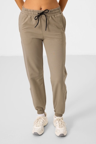 Koyu Bej O Yaka Basic Oversize Kadın Eşofman Tunik Takım - 95347 Bej