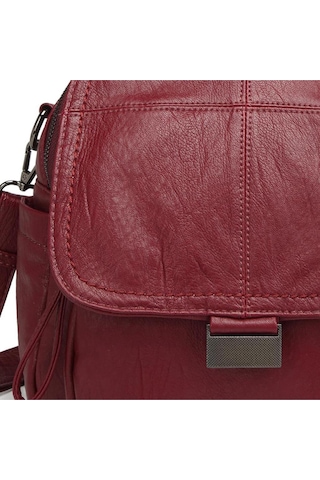 Yıkama Deri Sırt Askılı Kadın Çantası 21-k Barcelona 1908 Bordo