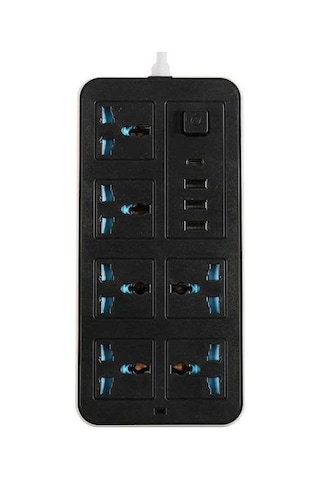 Novahub 6 Yuvalı Usb+type-c Çoklu Priz, 2m Kablo, Bağımsız Anahtarlı, Siyah+beyaz, Ab/ingiltere Fiş, 2500w Güç