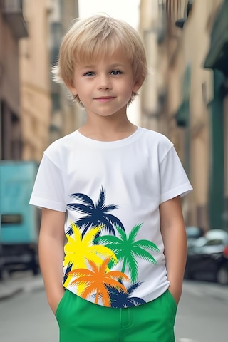 Fyk Kids Erkek Çocuk Palmiye Ağaç Baskılı Alt-üst Takım Yeşil