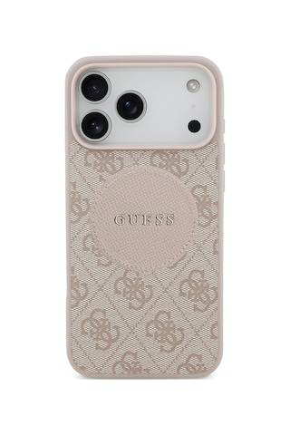 Apple Uyumlu iPhone 17 Pro Max Kılıf Guess Lisanslı M-safeli Yazı Logolu Circle Classic Kapak Pembe Pembe