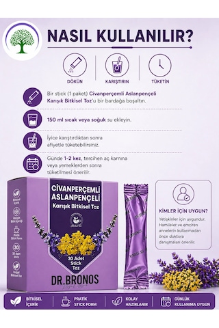 Çareburada Dr. Bronos Civan Perçemli, Aslan Pençeli Karışık Bitkisel Toz 30 Stick
