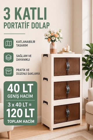 3 Katlı Portatif Plastik Dolap Çok Amaçlı Saklama Ve Düzenleyici Mutfak Banyo Balkon Ayakkabılık Renkli