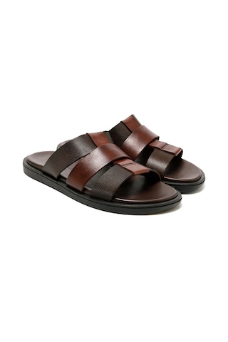 Terlik Erkek M6857 The Sandals Factory Leather Upper Dark Brown Dark Brown Koyu Kahverengi